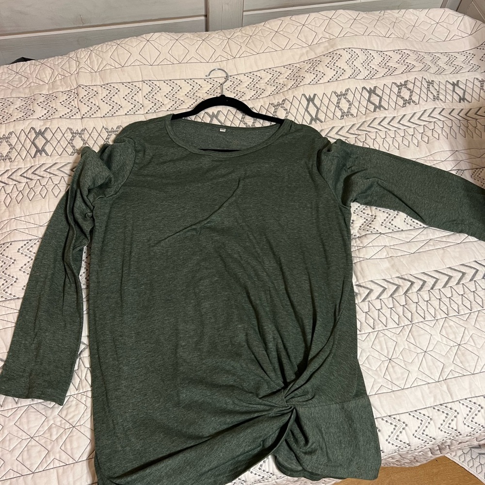 Ladies, long sleeve, knit top with knotted waist accent